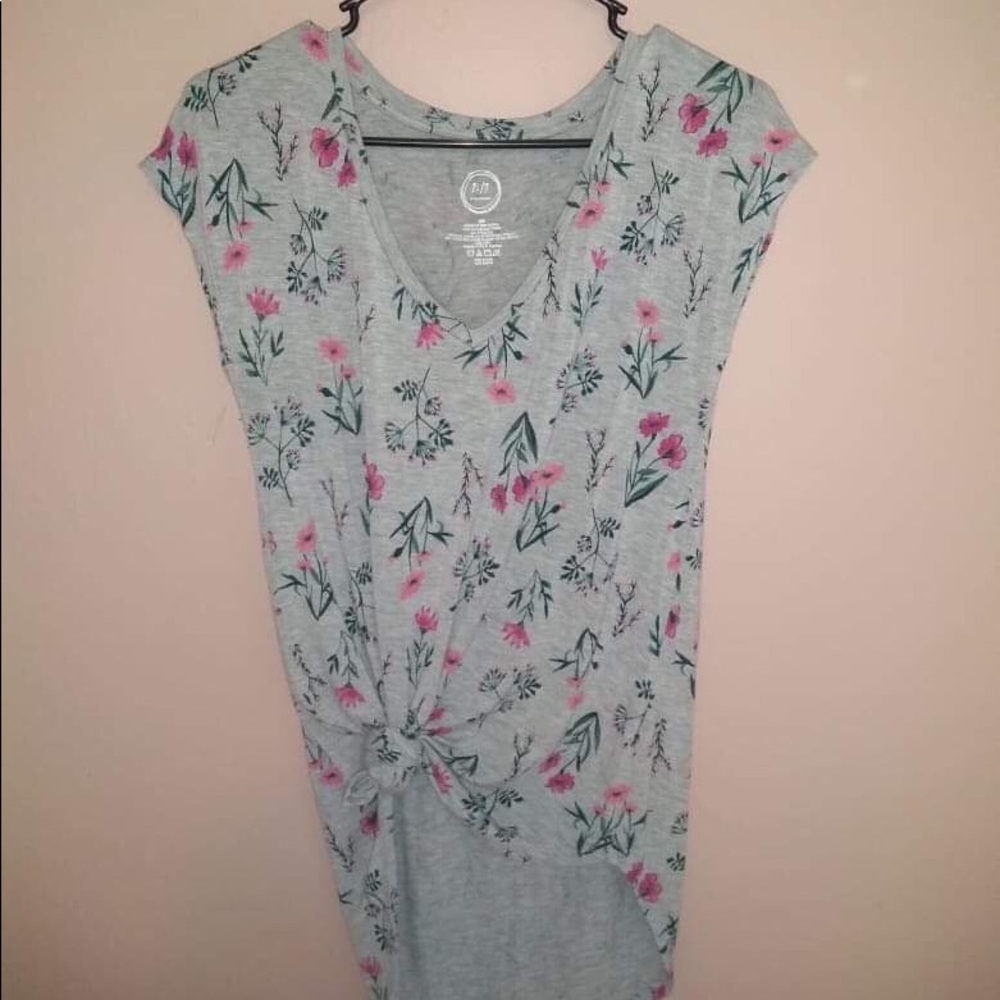 Basic floral domain sleeve tee-shirt